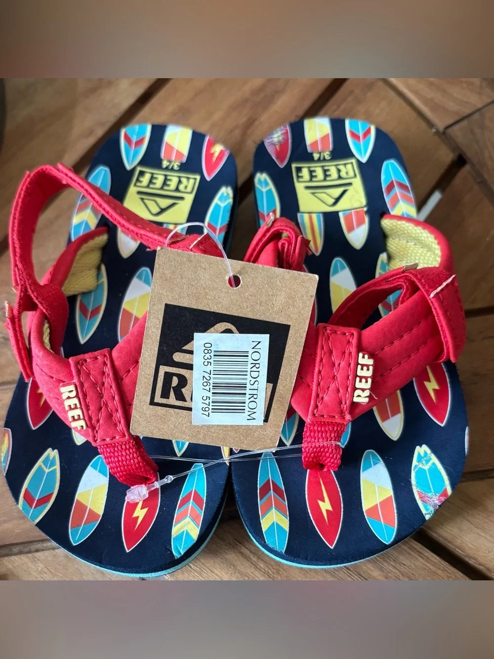 NWT Reef Little Kids Surfboard Sandals Sz 3/4